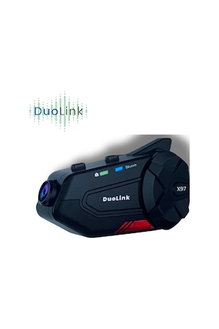 DuoLink X97 Plus İnterkom Motosiklet Kameralı 6 Kişi Grup Bluetooth Kask Intercom Video Kayıt Kulaklık