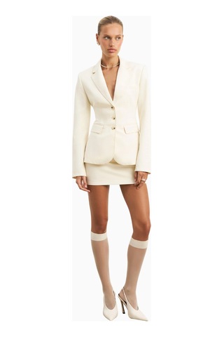 Because Of Alice Single Breasted Cinched Waist Blazer Kadın Ceket Krem