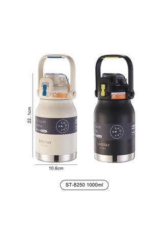 Shotay Çelik Termos Matara Phone Holder 1000ml Siyah