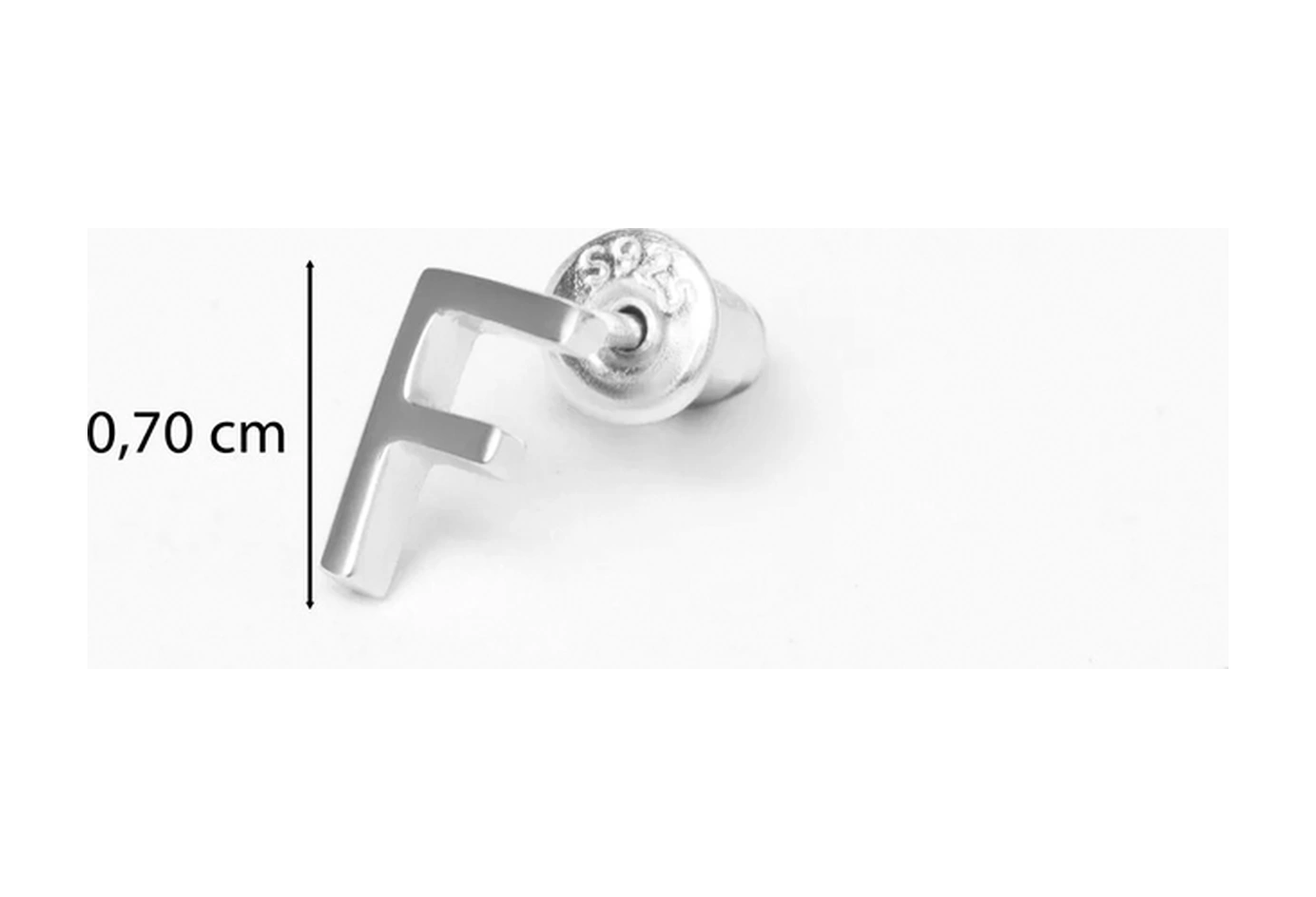 F Harfi 18 Ayar Beyaz Altın Kaplama Gümüş Tek Küpe Beyaz