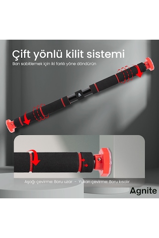 Agnıte Ayarlanabilir Kapı Barfiks Demiri 60-100 Cm Ev Tipi Fitness Kırmızı