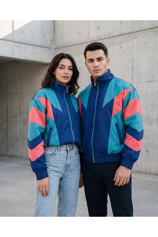 Veraura Lifestyle Kadın - Erkek 80'ler Dönemi Retro Ceket Çok Renkli