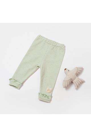 Biorganic Tiny Birds Patiksiz Bebek Pantolonu 57876 Ekru - Yeşil