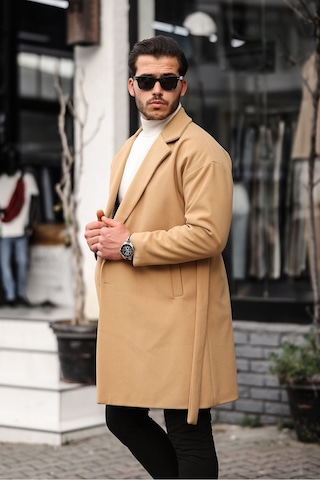 Mero Life Erkek Vizyon Kemerli Oversize Rahat Kesim Kaşe Kaban Vizon