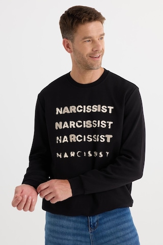 Tudors Unisex Oversize Geniş Kesim Pamuklu Yumuşak Dokulu Bisklet Yaka İçi Polarlı Baskılı Siyah Sweatshirt-37301 Siyah