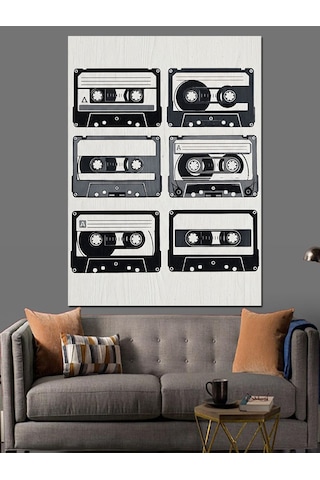Kaset Çalar Retro Bantlar Dekoratif Kanvas - Mdf Ahşap Tablo