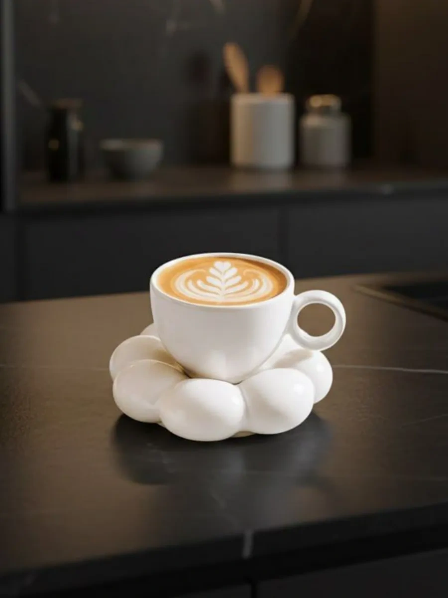 Rodori Hediye Çay Takımı: Bulut Desenli Fincan Ve Tabak 290651639 Soğuk Beyaz