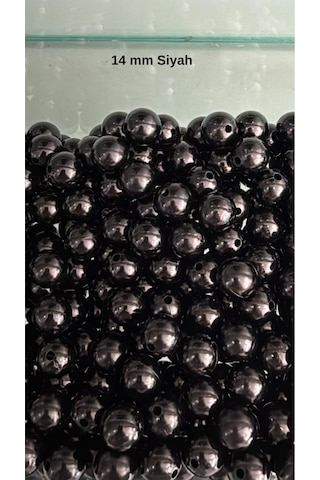 100 Gram - İnci Boncuk - 14 Mm Renk : Siyah