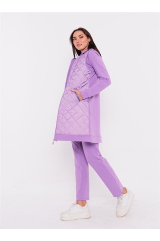 Bwest Minimal Kapitoneli Yelekli Spor Üçlü Takım - 70060 - Lila-28 Lila