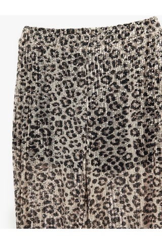 Koton Yüksek Bel Astarlı Yarı Transparan Leopar Desenli Harem Pantolon Bej Desenli 6sak40008uk Ekru