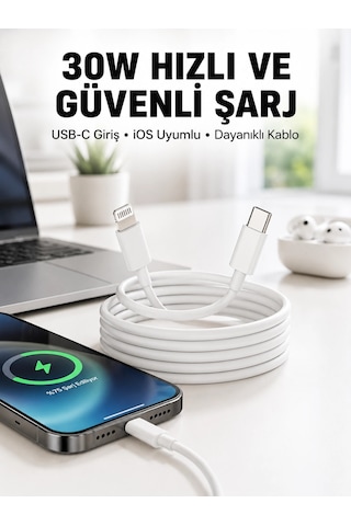 Mey Najmaddin İos Uyumlu 8 X Xs Xr 11 12 13 14/pro Max Mini Plus Şarj Kablosu Yeni Nesil Najmaddin Belirtilmemiş