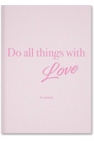 15x21 Keten Süresiz Planlayıcı Ajanda Defter Pembe