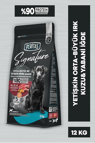 Peritas Signature Kuzulu Orta ve Büyük Irk Yetişkin Köpek Maması 12 KG