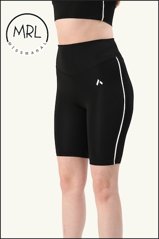Kadın Siyah Yüksek Bel Toparlayıcı Biker Şort Kısa Spor Tayt Likralı Dalgıç Biker Tights 1043 Siyah Beyaz