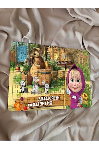 Çocuk Puzzle Ahşap Maşa Ile Koca Ayı 108 Parça Mobilya