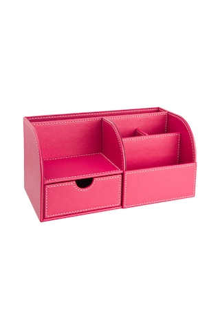 Masaüstü Düzenleyici,kalemlik,kumandalık,küpbloknotluk,tabletlik,kitaplık,6 Gözlü,çekmeceli,desktop Organizer,vegan,24,5 13 12 Fuşya