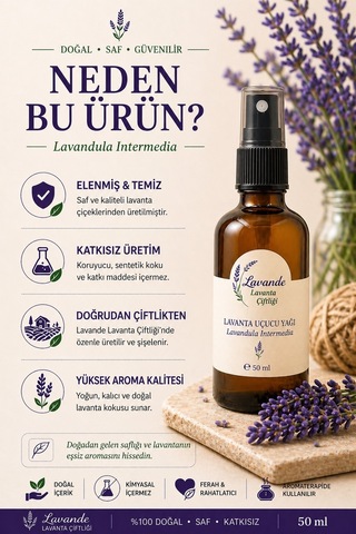 Lavande Lavanta Çiftliği Lavanta Yağı L.Angustifolia Sprey 50 ML