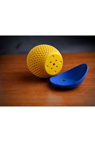 Trendexa 3d Baskı Küre Saksı - Kafes Dokulu İki Parçalı Dekoratif Saksı - Sarı-mavi Mac Standart 53616053