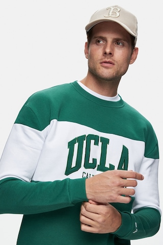 Ucla Archer Yeşil Bisiklet Yaka Nakışlı Loose Fit Erkek Sweatshirt Yeşil