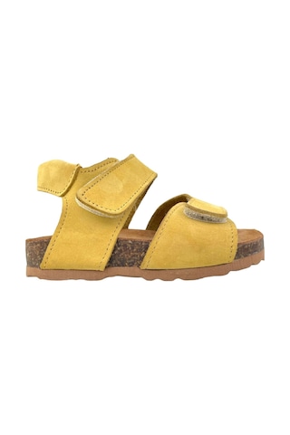 Hakiki Deri Mantar Taban Sağlıklı Çocuk Sandaleti Sarı Sarı