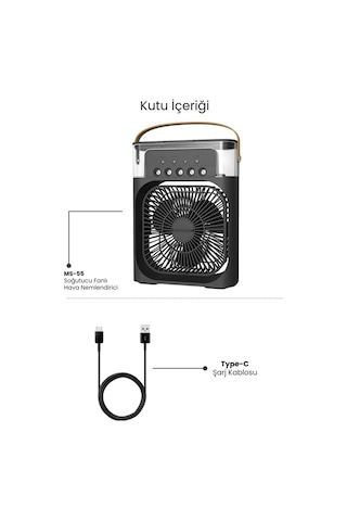 600 Ml Su Tanklı Buharlı Serinletici Fan Taşınabilir Mini Fan Led Işıklı Hava Soğutucu Vantilatör