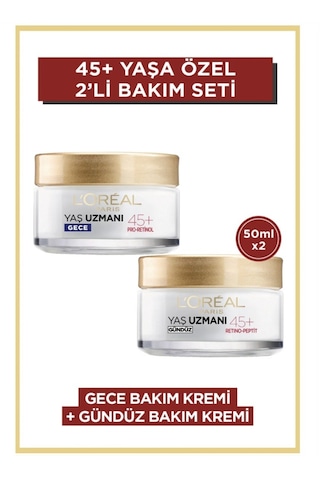 Loreal Yaş Uzmanı 45+ Kırışıklık Karşıtı Sıkılaştırıcı Gece + Gündüz Kremi 50 Ml + 50 Ml