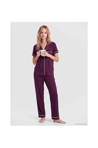 Lcw Dream Mor Gömlek Yaka Kadın Pijama Takımı