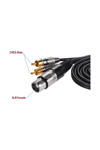 Maiyame 5m Siyah Xlr Dişi 2 Rca Erkek Stereo Ses Kablosu - Mikser, Amfi Bağlantısı, Temiz Sinyal