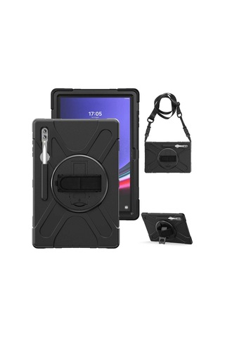 Galaxy Uyumlu  Tab S8 Ultra Omsy Defender Tablet Silikon - Siyah Arka Kapak