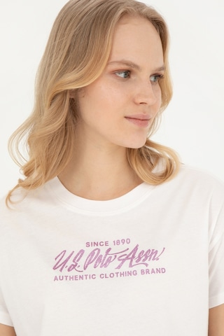 U.S. Polo Assn. Kadın Ekru Bisiklet Yaka Tişört 50282898-VR019