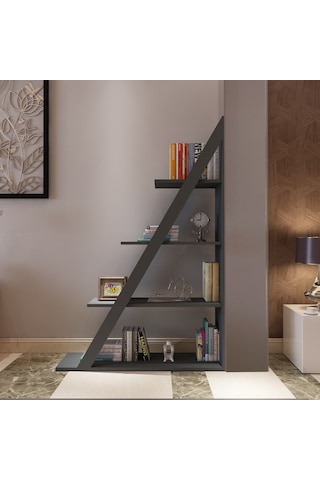 Arnetti Arven 4 Raflı Modern Kitaplık, Antrasit - Arven