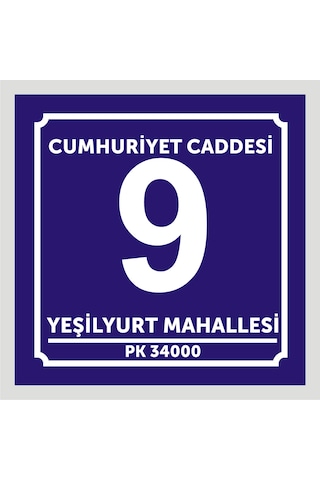 Kapı Ve Daire Numarası 10cmx10cm Aliminyum Metal Levhaya Baskı