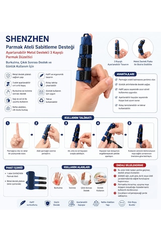 Shenzhen Parmak Ateli Sabitleme Desteği Ayarlanabilir Metal Destekli 3 Kayışlı Parmak Düzeltici Çatlak , Kırık, Çıkık Sonrası Alüminyum Destek Ve Günlük Kullanım İçin Lacivert