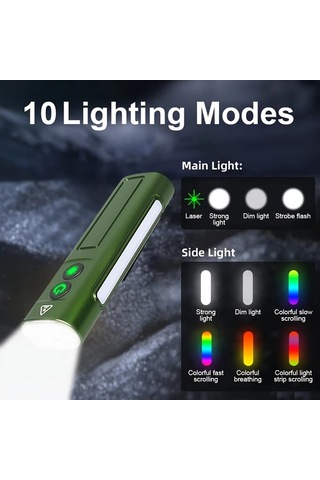 Brightnova Yeni Çok Fonksiyonlu 1pc Black Usb Şarj Edilebilir Cob Güçlü Yan Işık Bisiklet Farı Kampçı Işık Altın