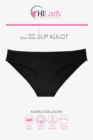 Kadın Külot 7 Li Paket Likralı Soft, Ve, Siyah, Renkler Pamuklu, Yumuşak,külot Siyah