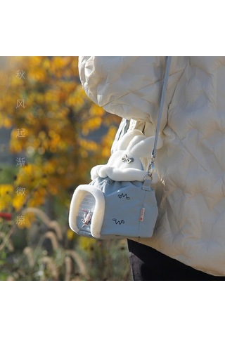 Samdoo Kuru Tavşan, Hamster İçin Yumuşak Taşıma Çantası - Elini Serbest Bırakır, Özel Alan Sağlar Mavi-yesil