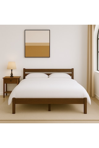 Masif Ahşap Karyola 100x200 Cm Doğal Ahşap Ceviz