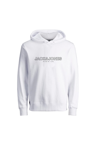 Jack & Jones Erkek Jprblajason Baskılı Kapüşonlu Sweatshirt 12249401 Beyaz