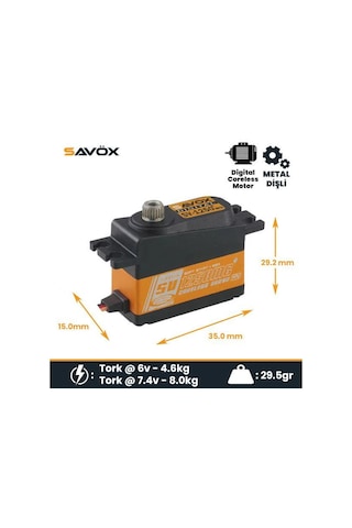Savox Sv1250mgp Digital Servo Coreless Motor High Voltage Metal Dişli