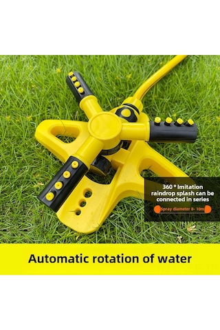 Springsun Ev Ve Bahçe İçin 360 Derece Döner Otomatik Sulama Sprinklerı - Seri Bağlanabilir Çim Ve Bahçe Sulama Aleti Sarı + Bağlantı Parçaları