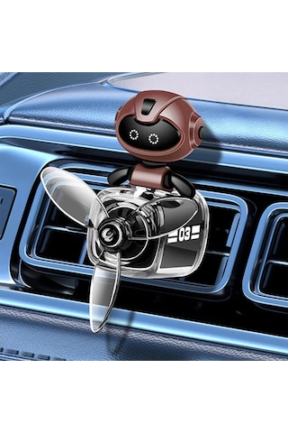 Pervaneli Klima Süsü Oto Koku Klipsi Siyah Uçaklı Kahverengi Pilot Robot Hava Ferahlatıcı Maskot 1 Adet