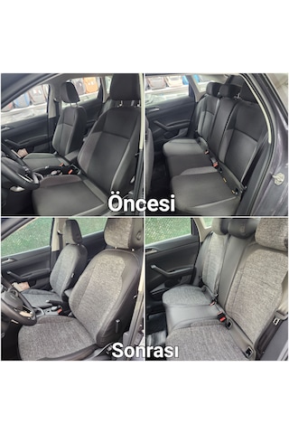 Volkswagen Taigo Uyumlu Araca Özel Deri Oto Koltuk Kılıfı 1585566 Siyah-Gri