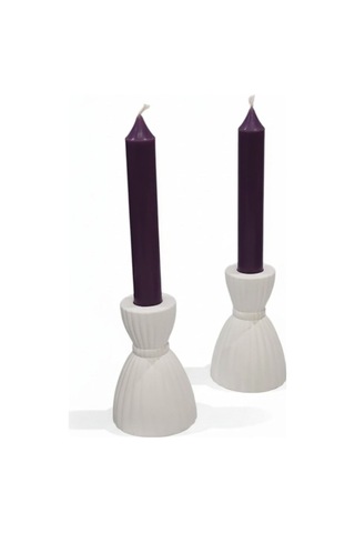 Modern Beyaz Şamdan Mumluk 2 Li Set, Dekoratif Salon Aksesuarı, Masa Dekoru, Hediyelik