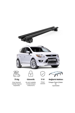 Pençe Ford Kuga Ara Atkı 2012-2019 Uyumlu Siyah Ara Atkı Port Bagaj Tavan Barı