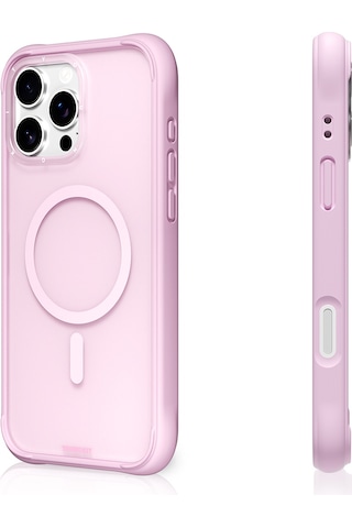 İphone 16 Pro Uyumlu Kılıf M-safe Şarj Özellikli Youngkit Macaroon Serisi Kapak Pembe Pembe