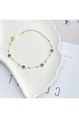 Nazar Bileklik Dorika Geçişli Yüksek Kalite 316 L Çelik Gold 16+5 Cm Gold