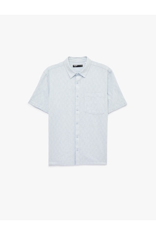 Koton Regular Fit Cepli Klasik Yaka Pamuklu Kısa Kollu Gömlek Mavi 6sam60059hw
