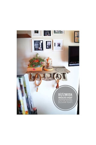 Ahşap Dokulu Raf Hobi Ahşap Vintage Eskitme Model Eskitme Ahşap Askılık Raf Tekli Gri Eskitme