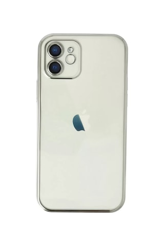 Apple iPhone Uyumlu 12 Kılıf Lensli Silikon - Gümüş Çok Renkli