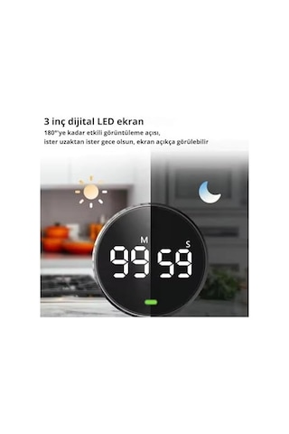 Mutfak Ve Ders İçin Dijital Zamanlayıcı, Led Ekranlı, Mıknatıslı, Kronometre, Alarm, Geri Sayım
